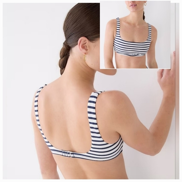 J. Crew Squareneck Bikini Top in Classic Stripe NWT - Picture 5 of 6
